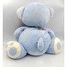 Grand Doudou ours bleu écharpe rayé BABYSUN