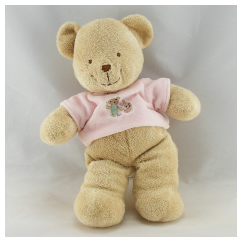 Doudou Ours Beige maillot pull rose fleur brodée Tex
