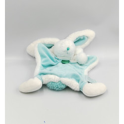 Doudou et Compagnie plat marionnette lapin bleu blanc Pompon
