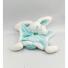 Doudou et Compagnie plat marionnette lapin bleu blanc Pompon