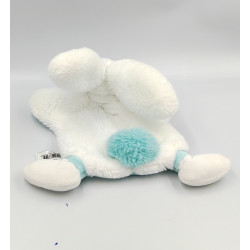 Doudou et Compagnie plat marionnette lapin bleu blanc Pompon