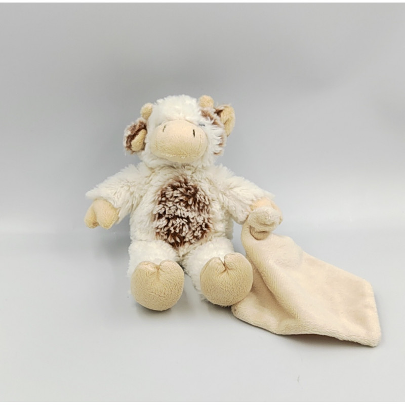 Doudou vache blanche marron mouchoir HO STUDIO