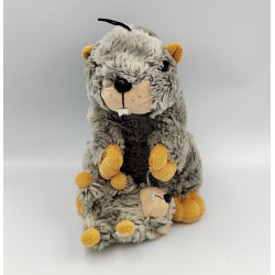 Peluche marmotte marron avec bébé