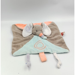 Doudou plat éléphant gris orange bleu mauve Bubbles NATTOU