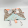 Doudou plat éléphant gris orange bleu mauve Bubbles NATTOU