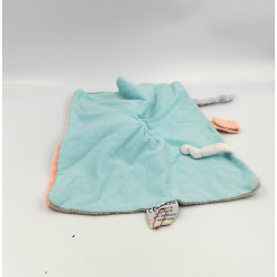 Doudou plat éléphant gris orange bleu mauve Bubbles NATTOU