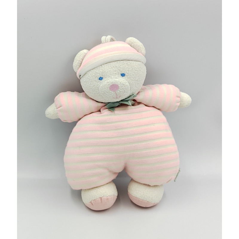 Doudou ours pyjama rose blanc rayures luminou JEMINI