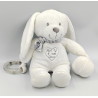 Doudou lapin blanc gris coeurs hochet balle POMMETTE