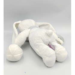 Doudou lapin blanc gris coeurs hochet balle POMMETTE