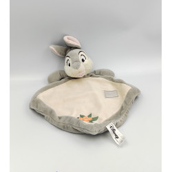 Doudou plat lapin Pan-pan panpan gris blanc fleur DISNEY CLASSICS
