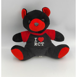 Doudou peluche ours noir rouge RCT Rugby CLEOPAT