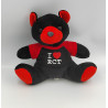 Doudou peluche ours noir rouge RCT Rugby CLEOPAT