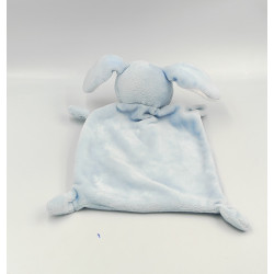 Doudou plat lapin bleu blanc maison GRAIN DE BLE