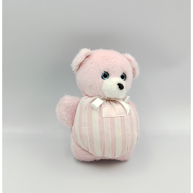 Doudou musical ours rose blanc rayé TARTINE ET CHOCOLAT