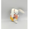 Doudou hochet lapin blanc orange rose étoiles NATTOU