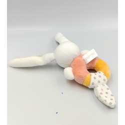 Doudou hochet lapin blanc orange rose étoiles NATTOU