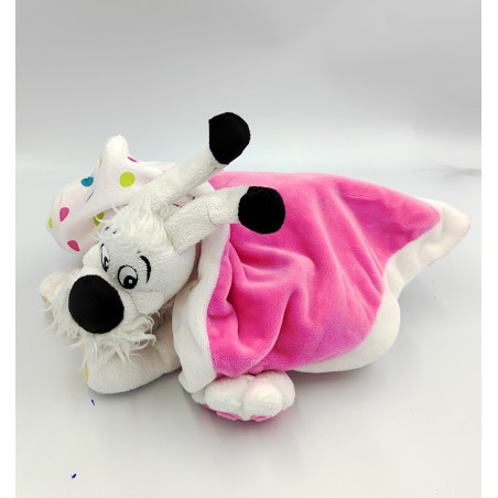 Doudou chien Idéfix mouchoir blanc rose pois Parc ASTERIX