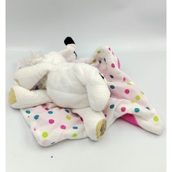 Doudou chien Idéfix mouchoir blanc rose pois Parc ASTERIX