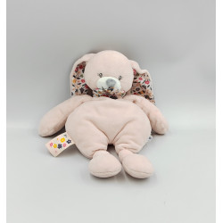 Doudou lapin rose blanc fleurs BOUT'CHOU BOUTCHOU