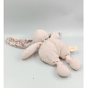 Doudou lapin rose blanc fleurs BOUT'CHOU BOUTCHOU