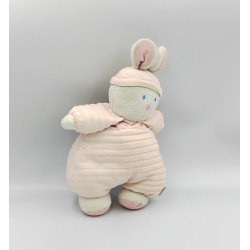 Doudou lapin pyjama rose rayures luminou