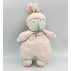 Doudou lapin pyjama rose rayures luminou