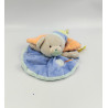 Doudou plat rond ours gris bleu orange vert Gourmandise BABY NAT