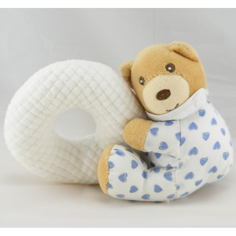 Doudou Plat Etoile Ours endormi coeurs bleu Kaloo