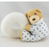Doudou Plat Etoile Ours endormi coeurs bleu Kaloo