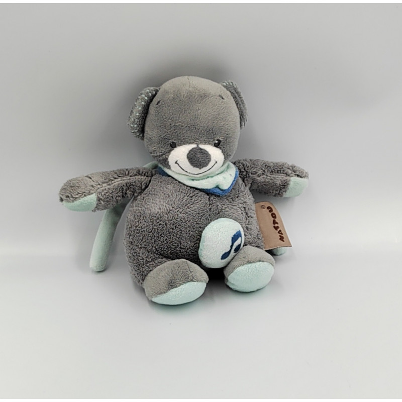 Doudou musical ours gris bleu Jules NATTOU
