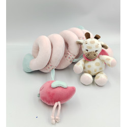 Spirale d'activitées doudou girafe beige blanc rose Charlotte NATTOU