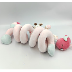Spirale d'activitées doudou girafe beige blanc rose Charlotte NATTOU