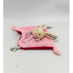 Doudou plat carré lapin fushia rose BABY NAT