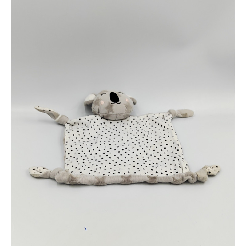 Doudou plat koala gris blanc pois VERTBAUDET