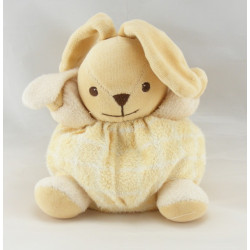 Doudou plat carré lapin jaune NOUNOURS