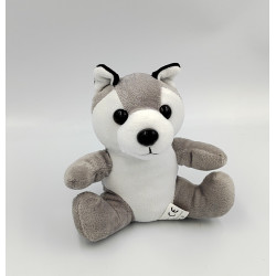 Doudou chien husky loup gris blanc noir RPC