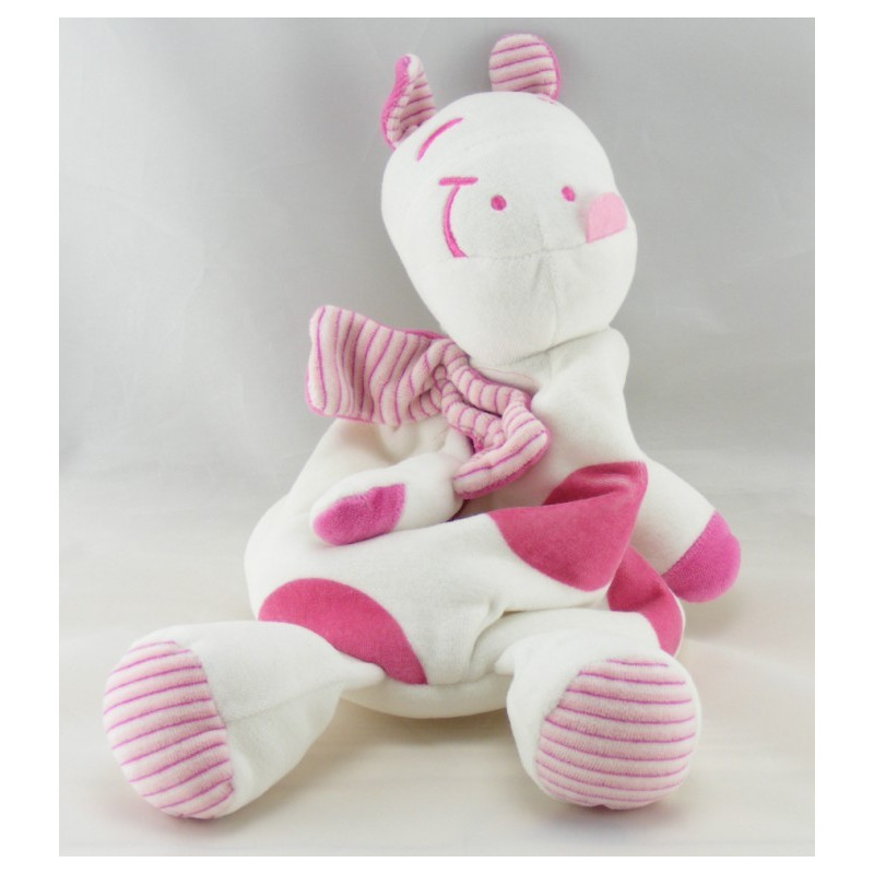 Doudou plat vache girafe rose SIPLEC