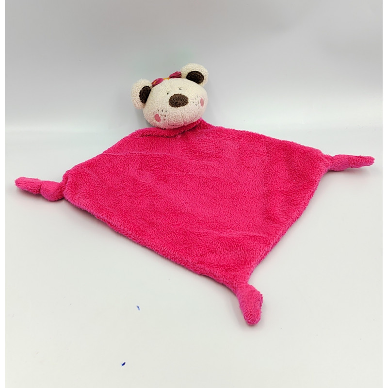 Doudou plat souris rose CARRE BLANC