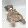 Doudou plat chat marron gris blanc OBAIBI