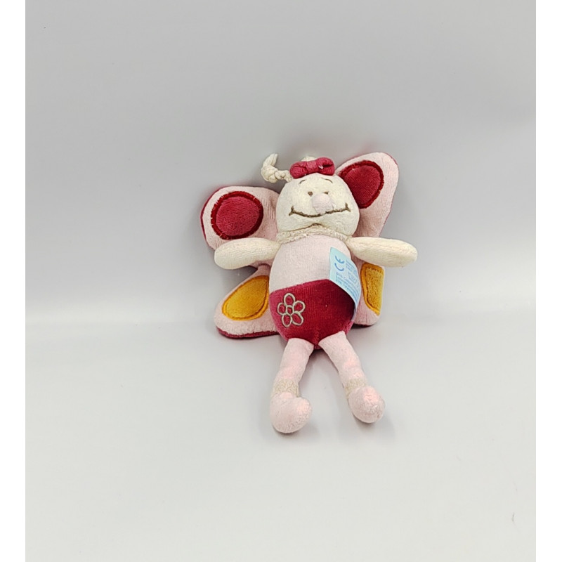 Doudou papillon rose fushia orange KING BEAR