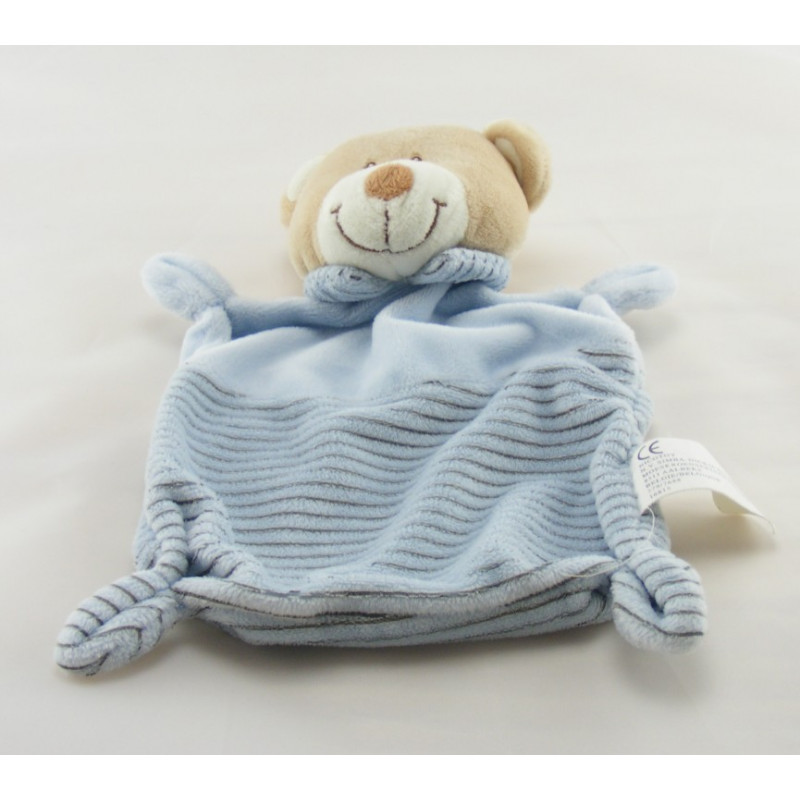 Doudou plat ours rose rayé NICOTOY