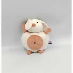 Doudou boule lapin blanc orange SUCRE D'ORGE