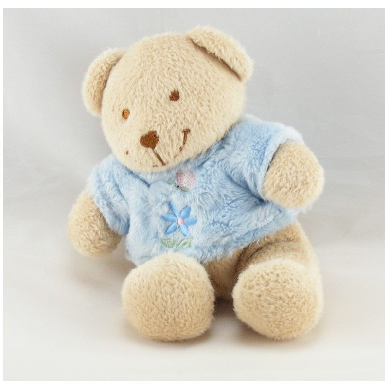 Doudou Ours Beige maillot pull bleu rose fleur brodée Tex
