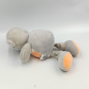 Doudou ours blanc orange gris TOM & ZOE