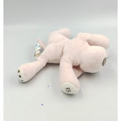 Doudou chien couché rose cocard blanc OBAIBI