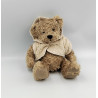 Peluche ours marron gilet capuche beige LOUISE MANSEN