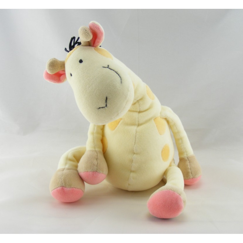 Doudou girafe jaune rose OBAIBI