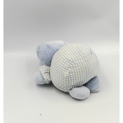 Ancien Doudou peluche lapin boule bleu blanc vichy NOUNOURS