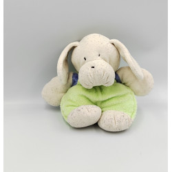 Doudou chien blanc vert bleu NOUNOURS