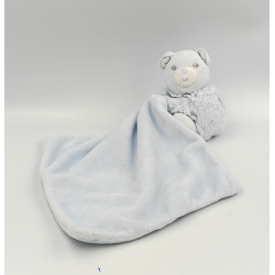 Doudou plat ours bleu mouchoir PERLE KALOO
